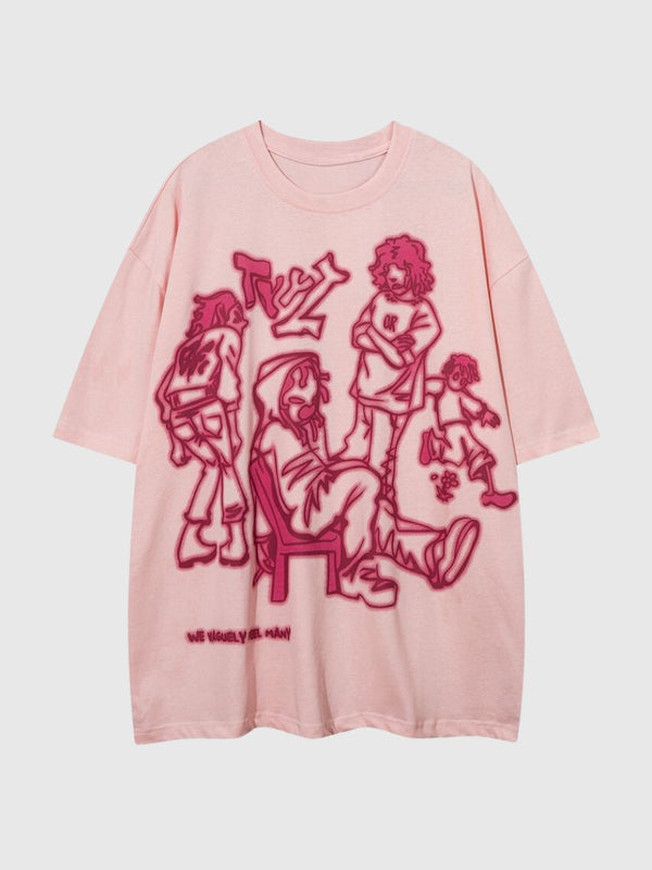 Anime Sketch Print T-Shirt