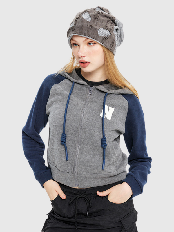 Color Block Patchwork Hoodie