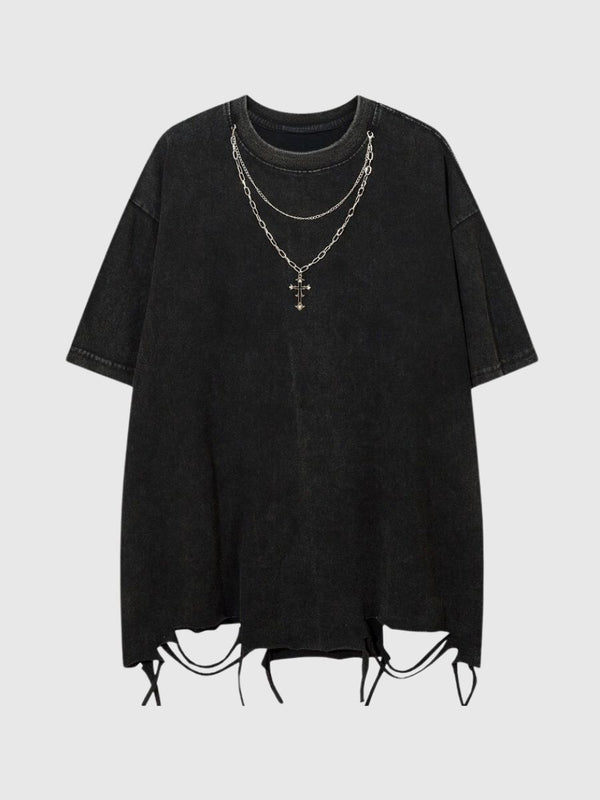 Cross Pendant Hole T-Shirt