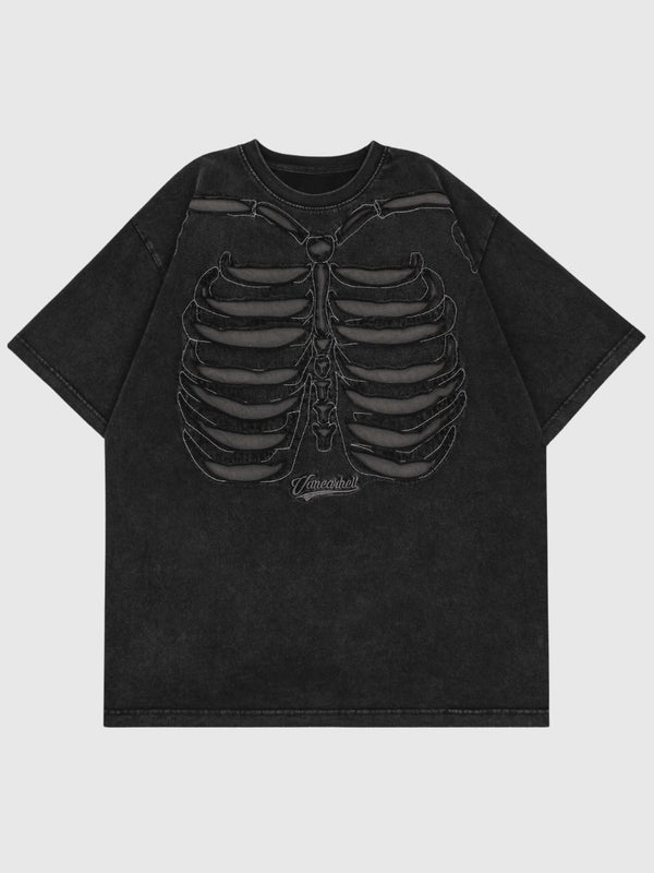 Distressed Patchwork Skeleton T-Shirt