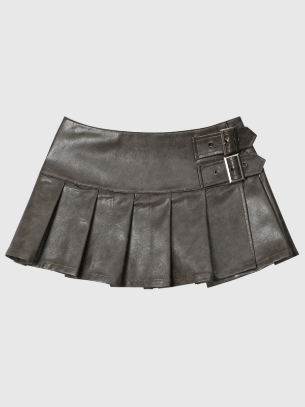 Faux Leather Pleated Mini Skirt