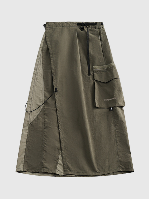 Functional Patchwork Midi Cargo Skirt