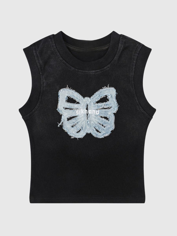 Gradient Butterfly Patch Top