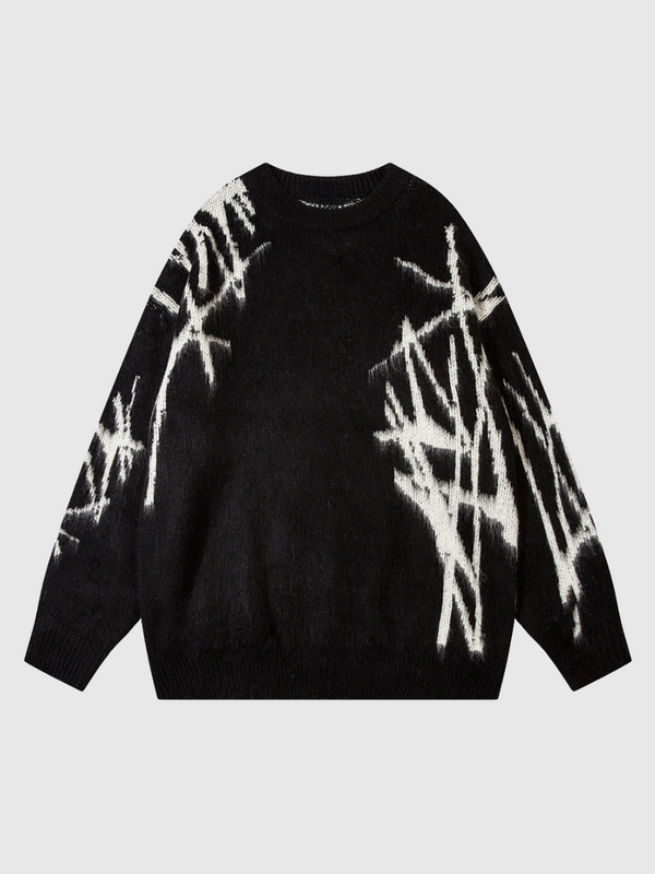 Hip-Hop Irregular Graffiti Round Neck Sweater