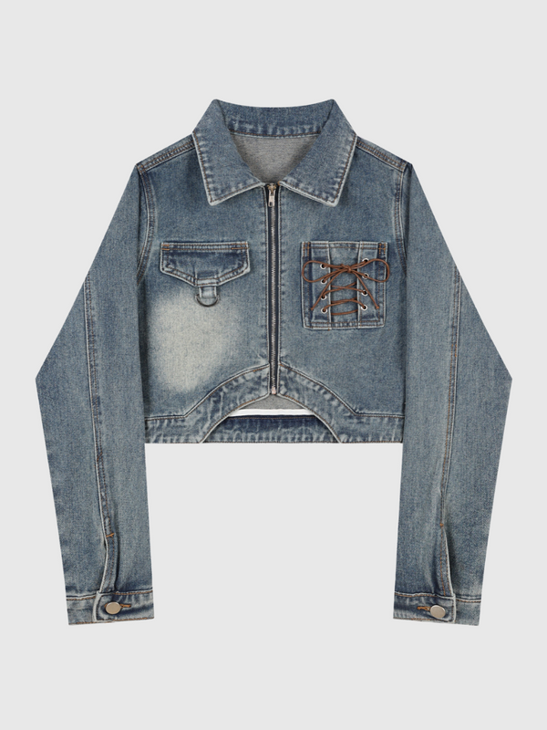 Irregular Hem Crop Denim Jacket