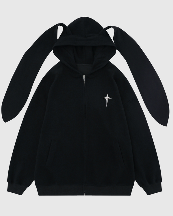 Rabbit Ear Metal Badge Hoodie