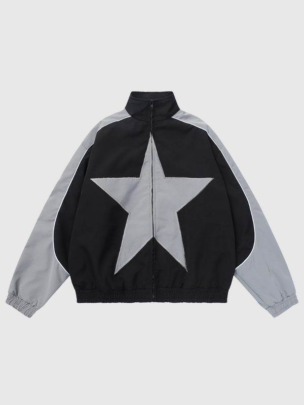 Reflective Stripe Star Patchwork Jacket