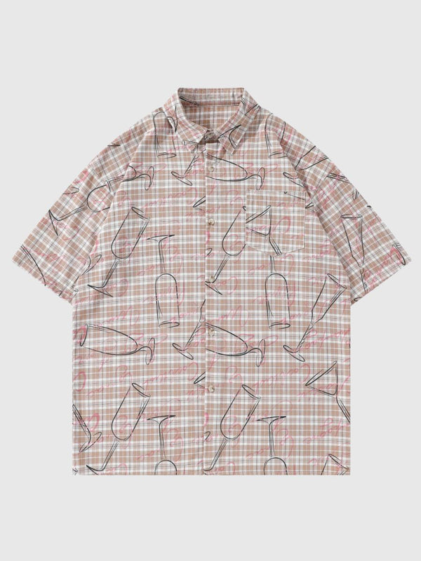 Retro Plaid Graffiti T-Shirt