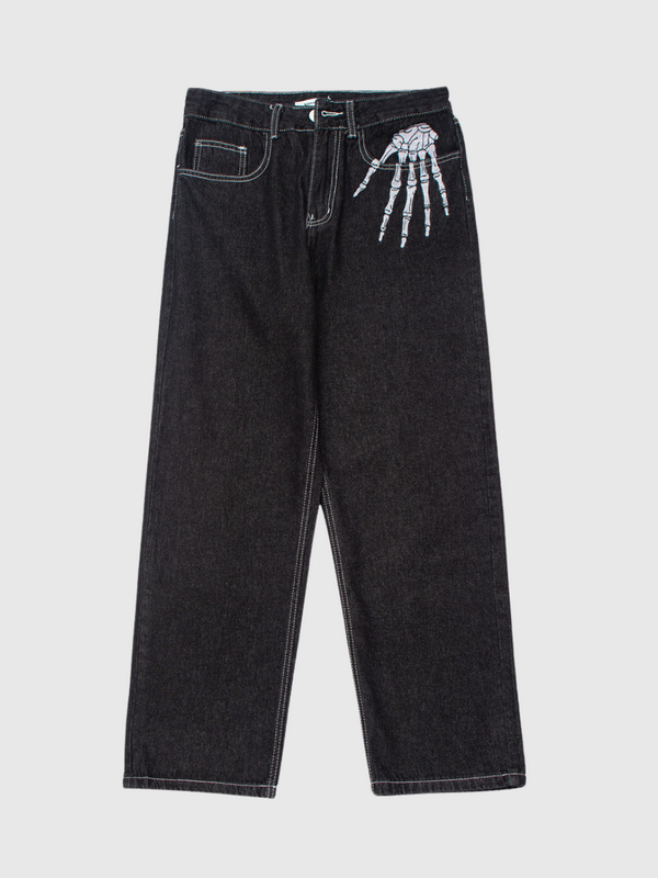 Skeleton Embroidered Jeans