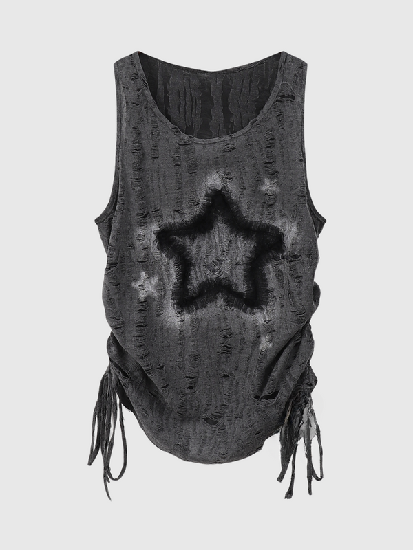 Star Bandage Ripped Tank Top