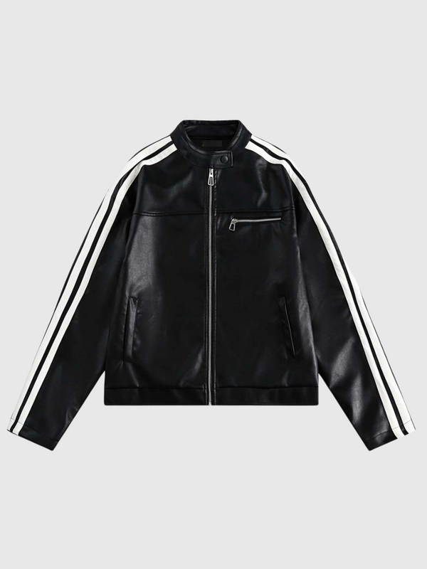 Street Style Faux Leather Racer Jacket